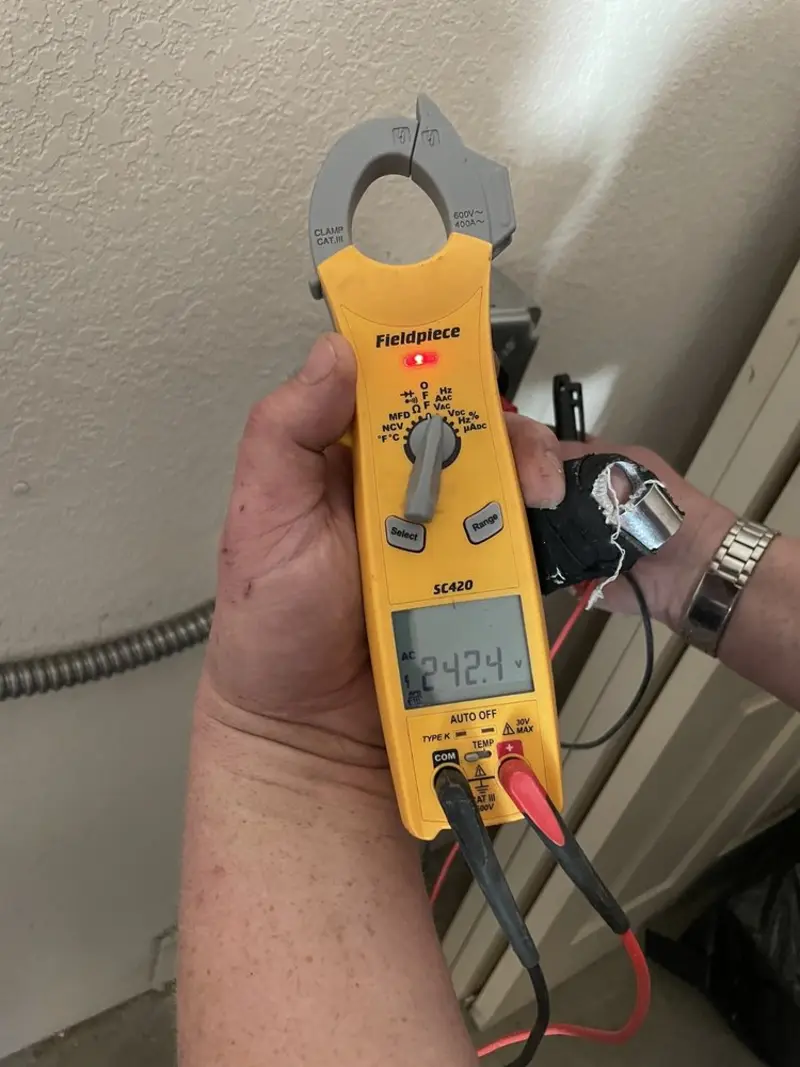 Voltage testing with clamp meter during Hot Tub / Pool Electrical Wiring in Ardmore